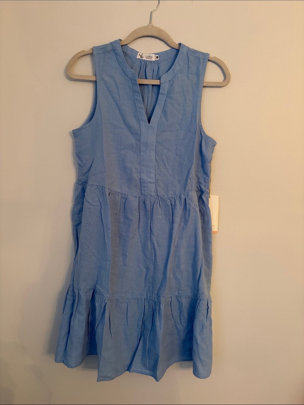 Carve Designs Women's Light Blue Nellie Linen Mini Dress NWT